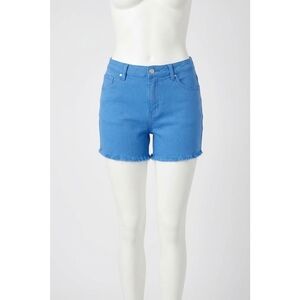 NEW JUDY BLUE mid rise garment dyed shield pockets & fray hem shorts in blue